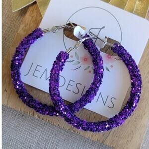 Glitter Hoops Purple 2 inch or 50mm